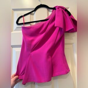 Hot pink one shoulder top